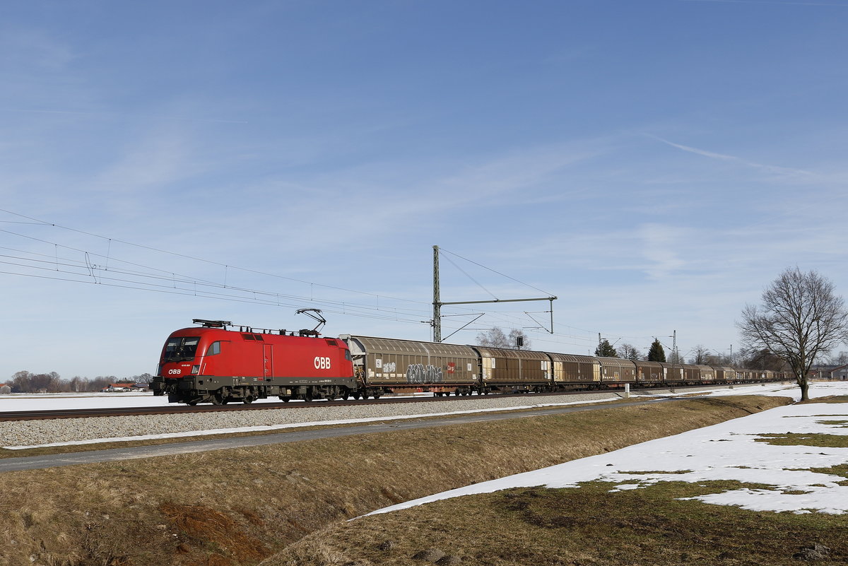 1016 001 mit einem  Mischer am 16. Februar 2019 bei �bersee am Chiemsee.
