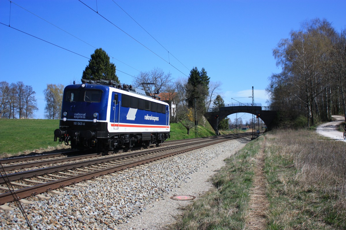 110 043-6 von  National Express  am 3. M�rz 2014 bei �bersee am Chiemsee.