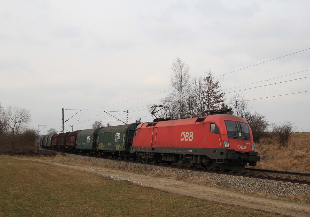 1116 172-8 aus M�nchen kommend am 1. M�rz 2014 bei Osterm�nchen.