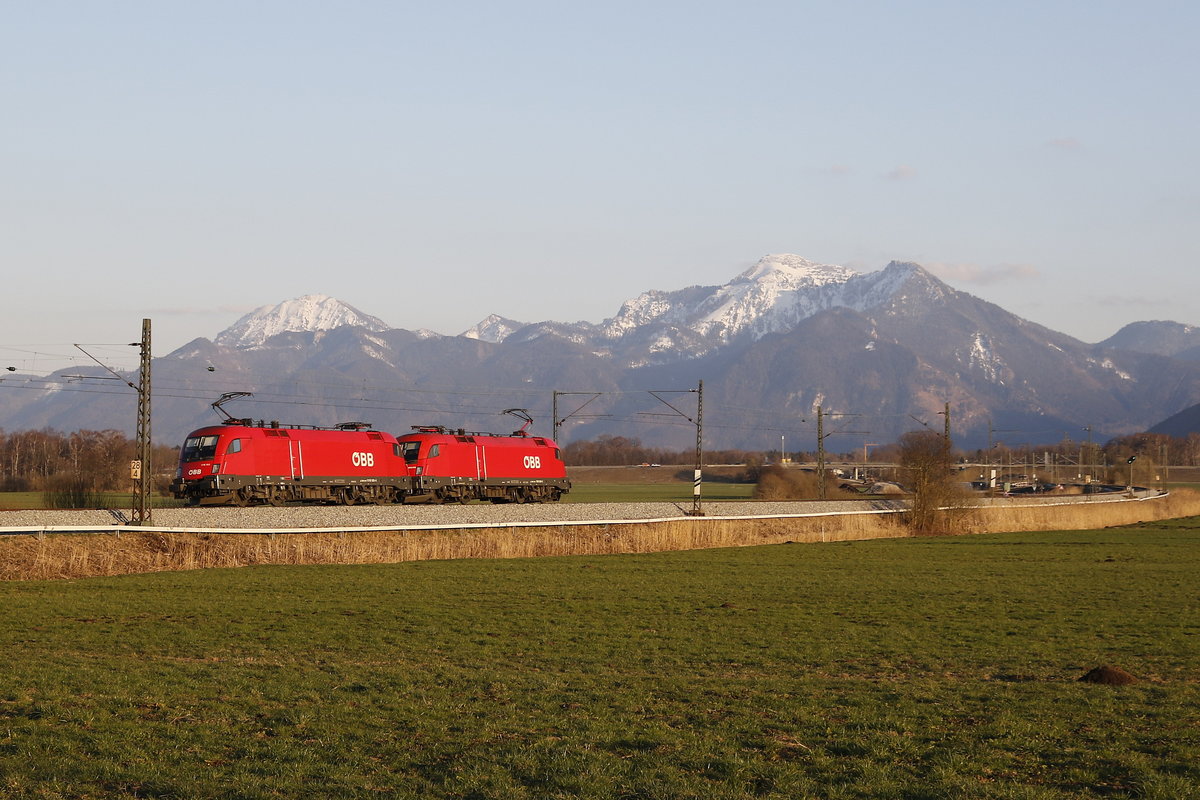 1116 188 und 1016 010 waren gemeinsam am 20. M�rz 2019 bei Bernau in Richtung Salzburg unterwegs.