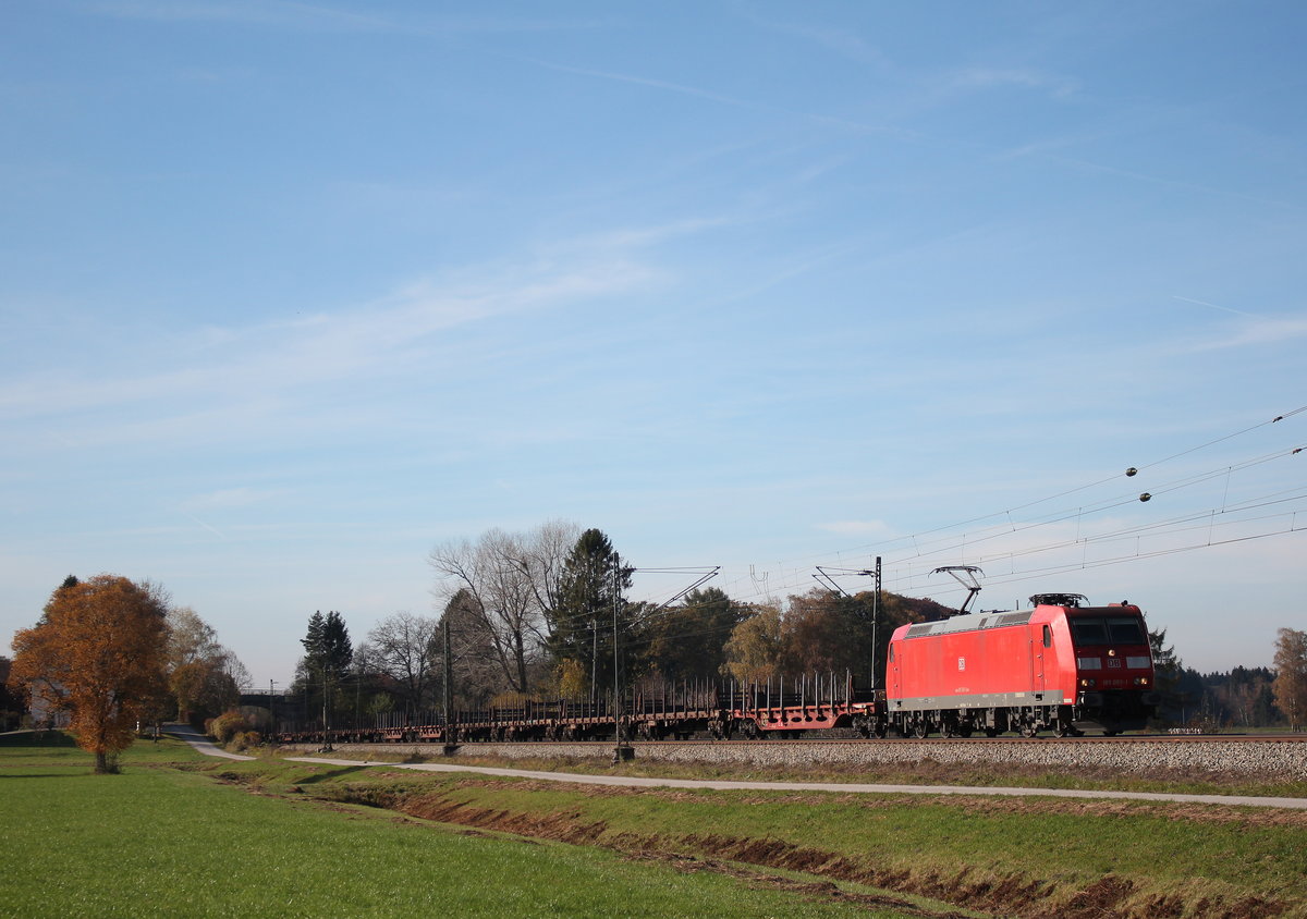 185 055-1 am 1. November 2016 aus M�nchen kommend bei �bersee am Chiemsee.