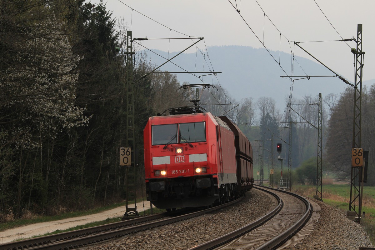 185 201-1 am 5. April 2014 bei �bersee am Chiemsee.