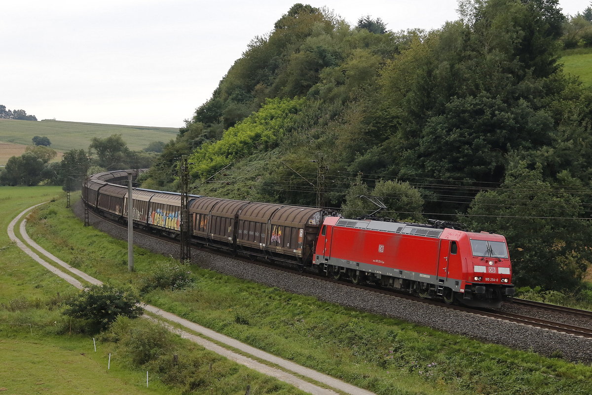 185 254-0 mit einem G�terzug am 10. August 2017 bei Hermannspiegel.