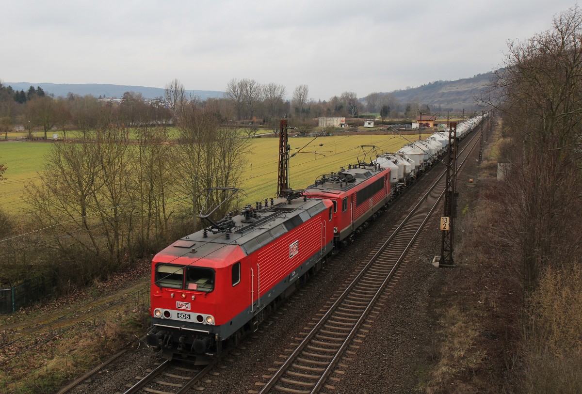 Lok Nr: 605 (134 344) und eine 155er am 20. Februar 2014 in Th�ngersheim.