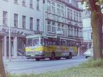 Wagen 15, OL-AC 985, EZ: 1976, fhrt hier mit seiner ersten Werbung, ebenfalls fr WLTJE, im Juni 1983 auf dem Heiligengeistwall in Richtung Stadtmuseum-Kreuzung.