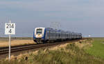 Auf dem Weg von Westerland nach Hamburg am 31. August 2016 bei Klanxb�ll.