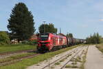 2159 264 von  TRANSFLEX  mit einem Kesselwagenzug aus Burghausen kommend am 25. August 2025 bei Pirach.